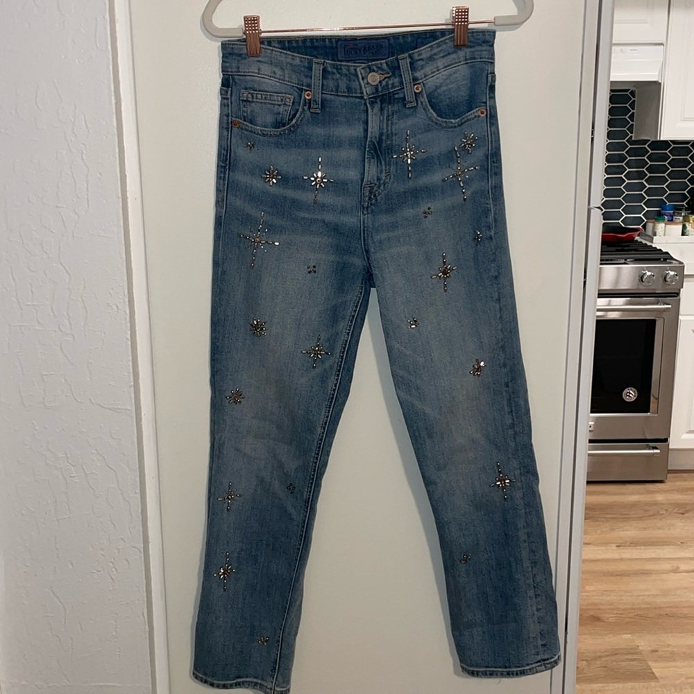 Lucky Brand Embellished Bridgette Slim Straight Jeans | 0/25